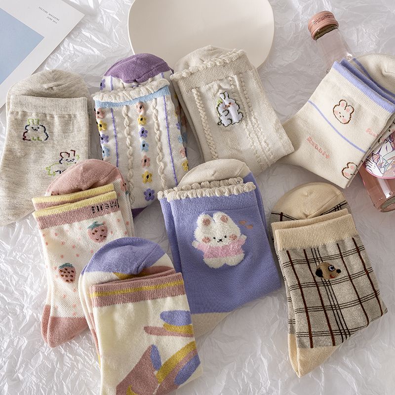 Hàng Có Sẵn#Vớ Mỏng Dài Trung Bình In Họa Tiết Hoạt Hình Dễ Thương Thời Trang Thu Đông Phong Cách Nhật Bản Cho Nữ