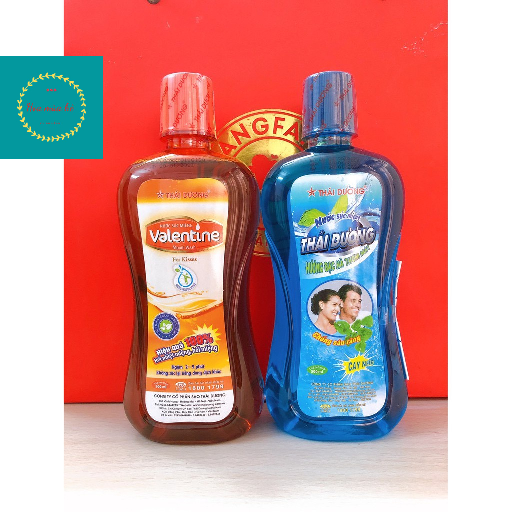 chính hãng BỘ ĐÔI NƯỚC SÚC MIỆNG VALENTINE VÀ BẠC HÀ 500ML công ty sao thái dương ( có giao hỏa tốc)