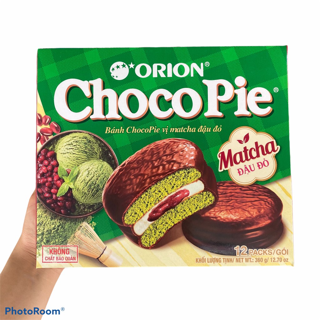 Bánh Chocopie matcha Đậu Đỏ ORION 360g (hộp 12 chiếc)