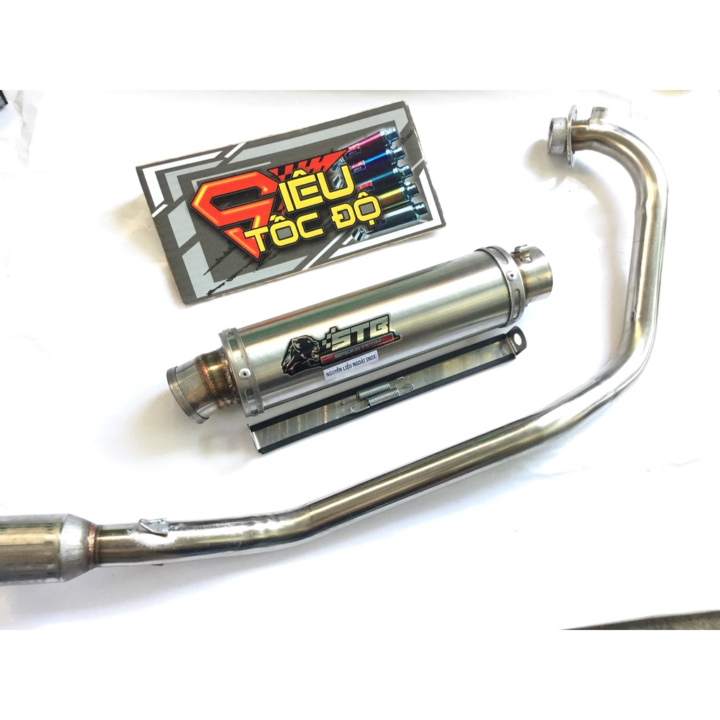 Bộ pô stb trắng full cổ wave, SI, EXCITER, WINER, SONIC, RAIDER FI, SATRIA, GSX