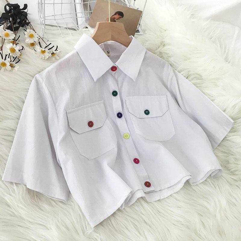 Áo Sơ Mi Ngắn Tay Cổ Bẻ Thiết Kế Mới Thời Trang Mùa Hè Dành Cho Nữ