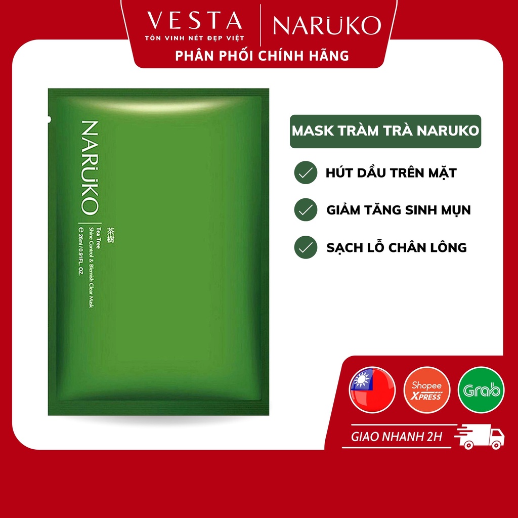 Mặt Nạ Naruko Tràm Trà - 1 Gói Lẻ Mask Giấy Giảm Mụn Và Nám Naruko Tea Tree