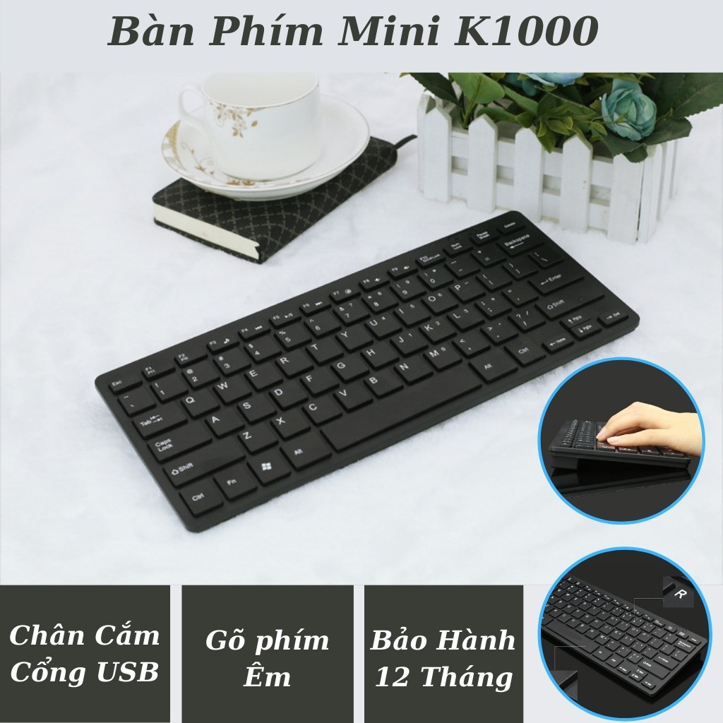 Bàn Phím💕FREESHIP💕Bàn Phím Mini K1000 Thiết Kế Sang Trọng,Nhỏ Gọn Cực Kì Tiện Lợi