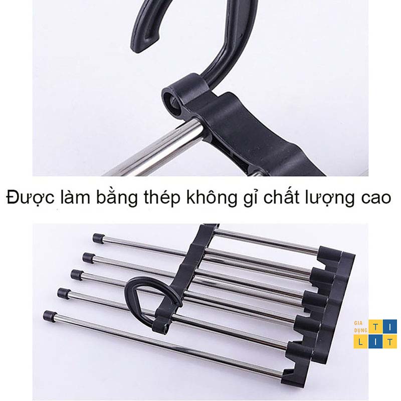 Móc treo quần áo khăn mặt inox 5 thanh (MÓC TREO ĐA NĂNG)