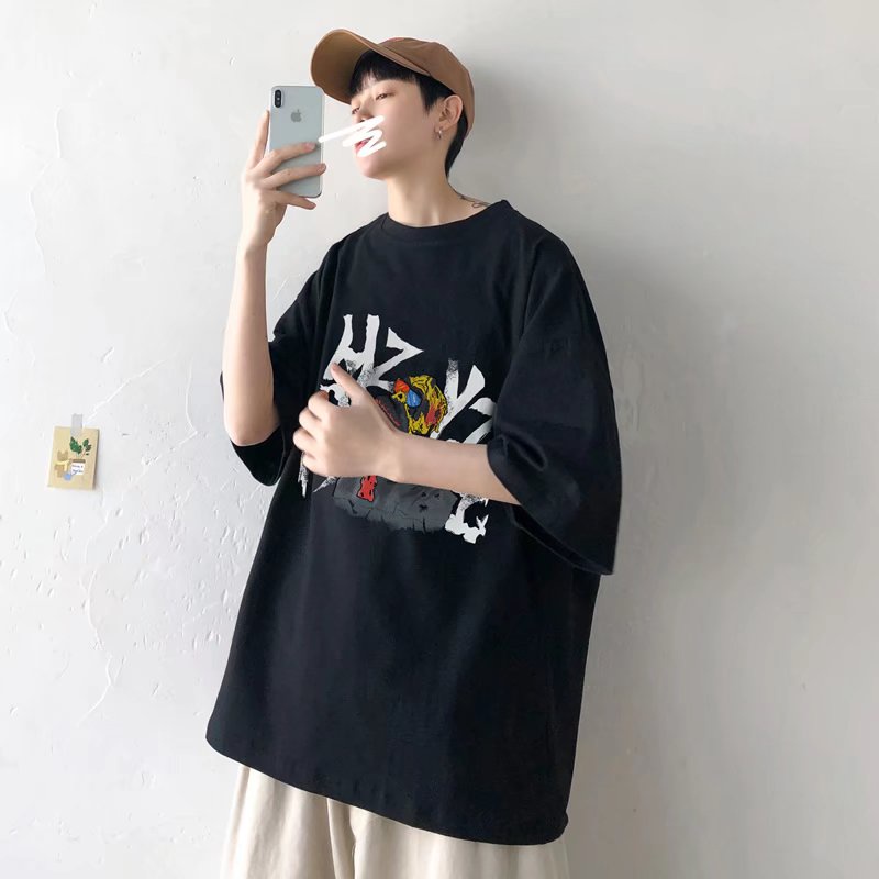 Áo Thun Dáng Rộng In Chữ Phong Cách Hàn Quốc Thời Trang Mùa Hè Cho Nam / Size M-8XL
