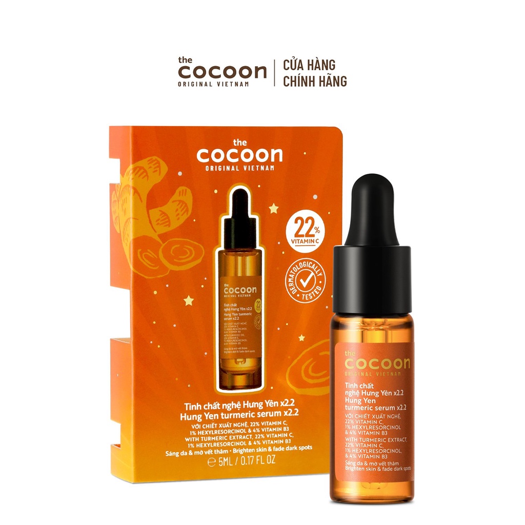 HÀNG TẶNG KHÔNG BÁN - Tinh chất nghệ Hưng Yên x2.2 (serum) với 22% vitamin C sáng da chuyên sâu & mờ vết thâm Cocoon 5ml