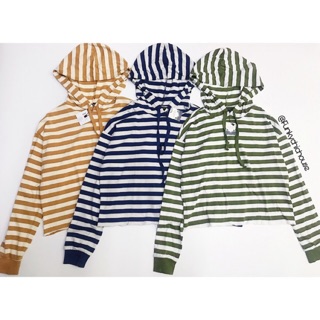 Áo hoodie croptop sọc