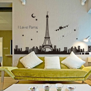 Decal dán tường trang trí phòng ngủ,quán cafe,văn phòng- Dạ quang pari