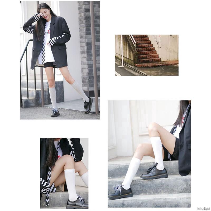 Vớ nữ hút ẩm thoáng khí màu trơn thường ngày phong cách Harajuku