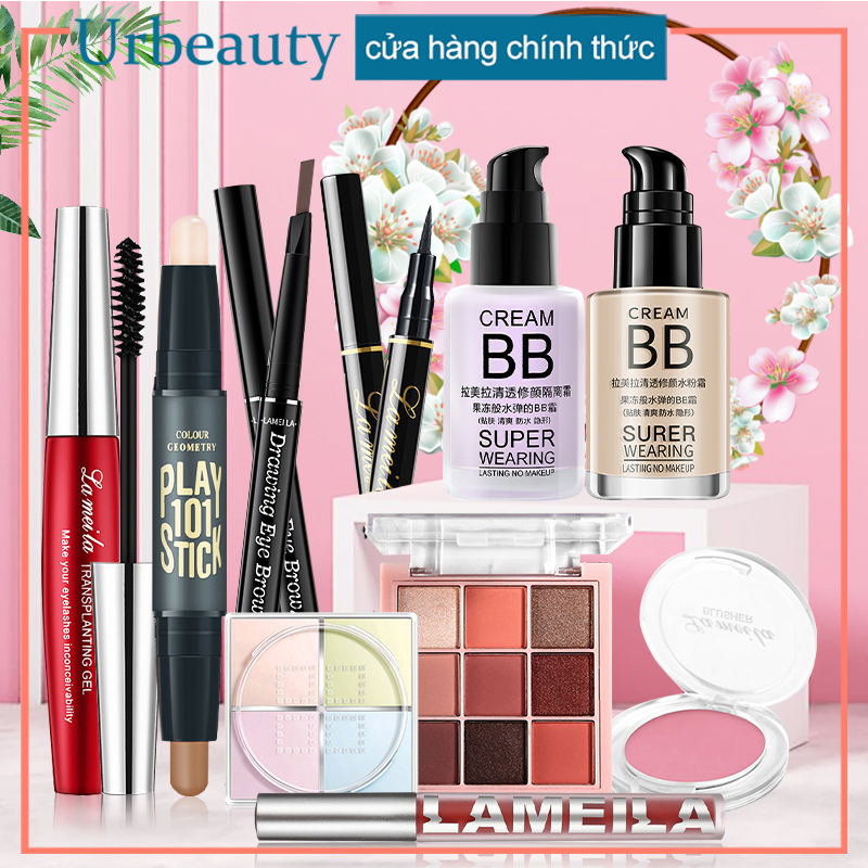 Bộ trang điểm cá nhân LAMEILA 10 món đầy đủ từ a đến z bộ makeup kết hợp Đầm nữ Giày nữ xinh set trang điể-URBLML-T10+FP