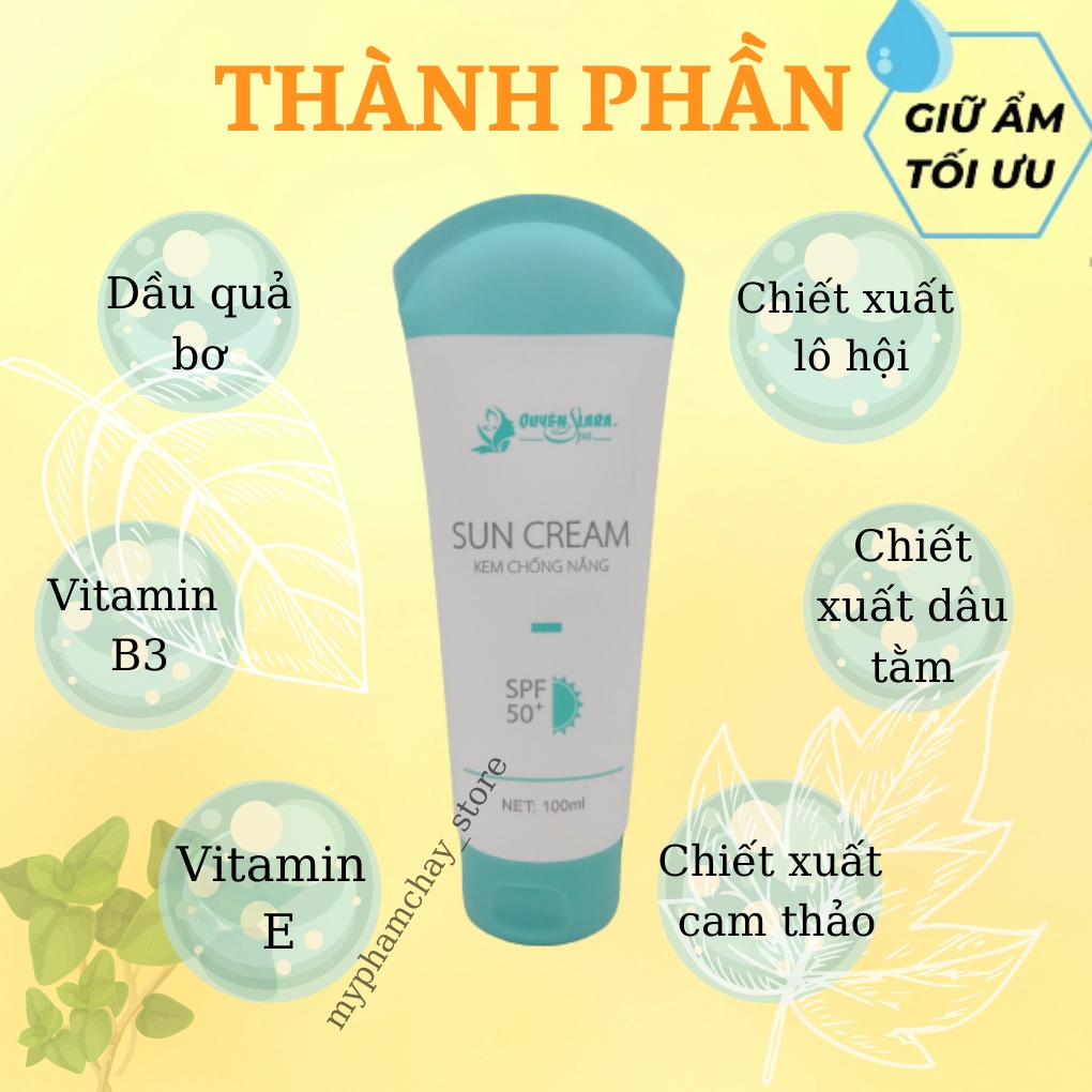 Kem Chống Nắng Sun Cream QUYÊN LARA SPF 50+ Phù Hợp Mọi Loại Da,Thẩm Thấu Nhanh,Không Bết Dính