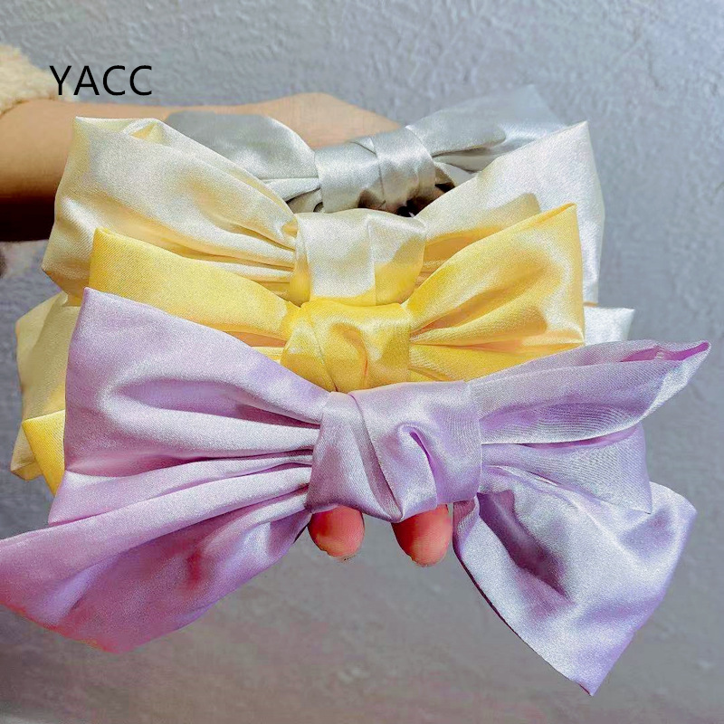 Kẹp tóc hình nơ vải Satin cỡ lớn kiểu Hàn Quốc dễ thương cho nữ