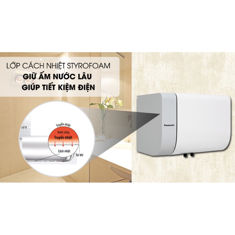 Bình tắm nóng lạnh gián tiếp 15L Panasonic DH-15HBMVW  - hàng chính hãng