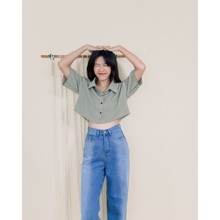 [Mã BMTTC60K giảm đến 60K đơn 50K] Áo Sơ mi croptop LEO's