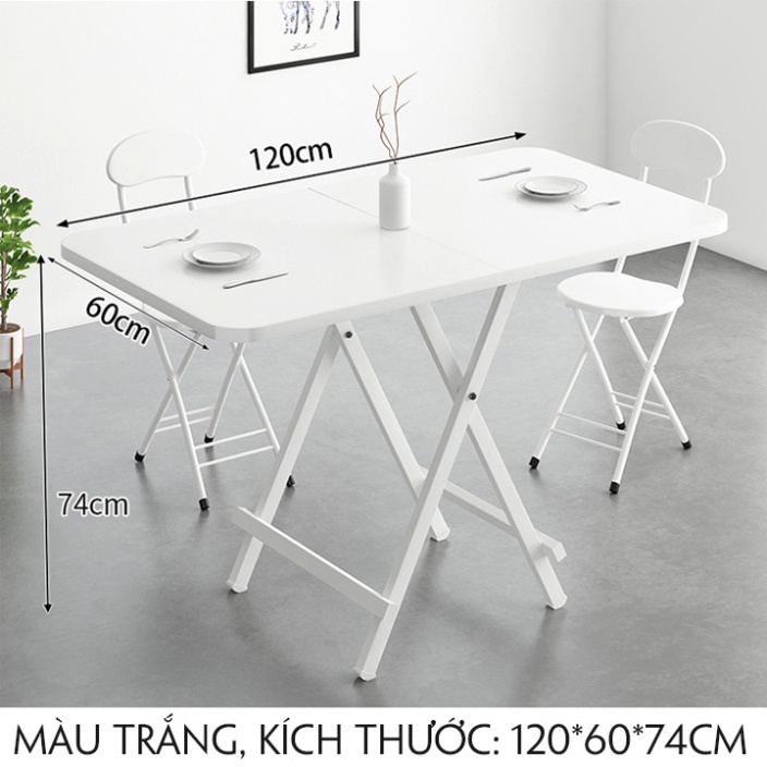 Bàn ăn gia đình decor 2 mảnh khung sắt gấp gọn mini thông minh tiện lợi mặt gỗ MDF