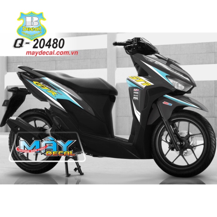 ( Quí khách vui lòng mang ra tiệm cho thợ dán ) Tem vario 150 xanh đen 20480