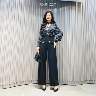 Sơ mi cổ lọ xẻ nẹp V Cchat Clothes