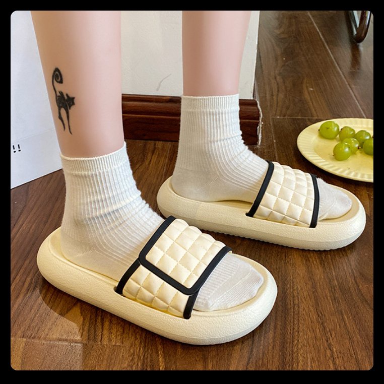 Dép quai ngang unisex đi học chụp ảnh đẹp rẻ Viền trắng đen cao cấp êm chân bền bỉ quà tặng cho cặp đôi thời trang