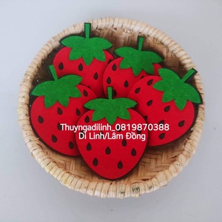 Combo 10 quả dâu 2 lớp vải nỉ 6 x 8cm mầm non