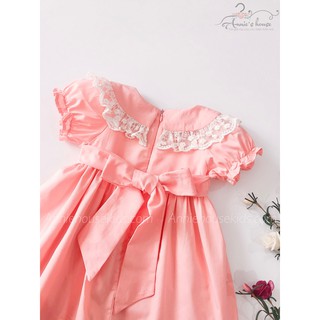 ĐẦM ANNIE VIỀN REN MÀU HỒNG CAM NÚT