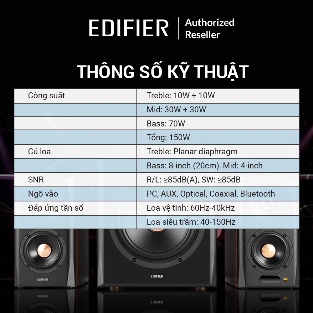 Loa 2.1 EDIFIER S360DB - FLAGSHIP - Sub 8 inch - Bluetooth 5.0 aptX - Công suất 150W - Hàng chính hãng MAI THU - BH 24T