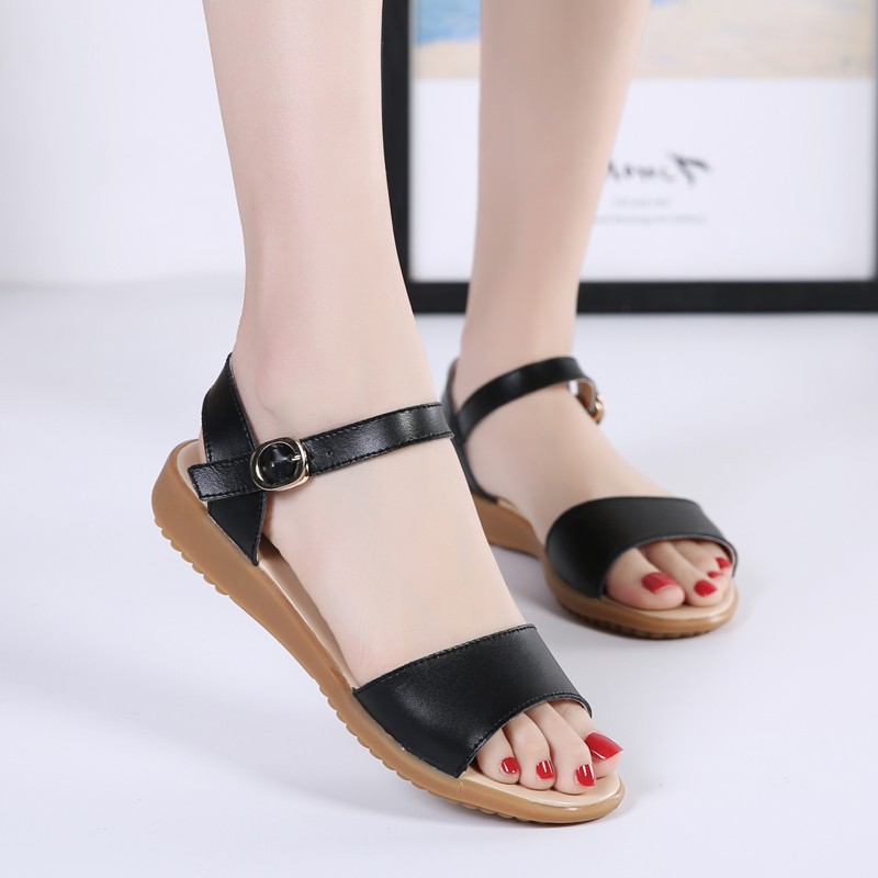 【bán như tôm tươi】Giày sandal da bò sản xuất thủ công thời trang dành cho nữ Dép nữ chống mài mòn nhẹ Giày phẳng Có sẵn trong nhiều màu sắcSandal da phong cách công sở thời trang cho nữ