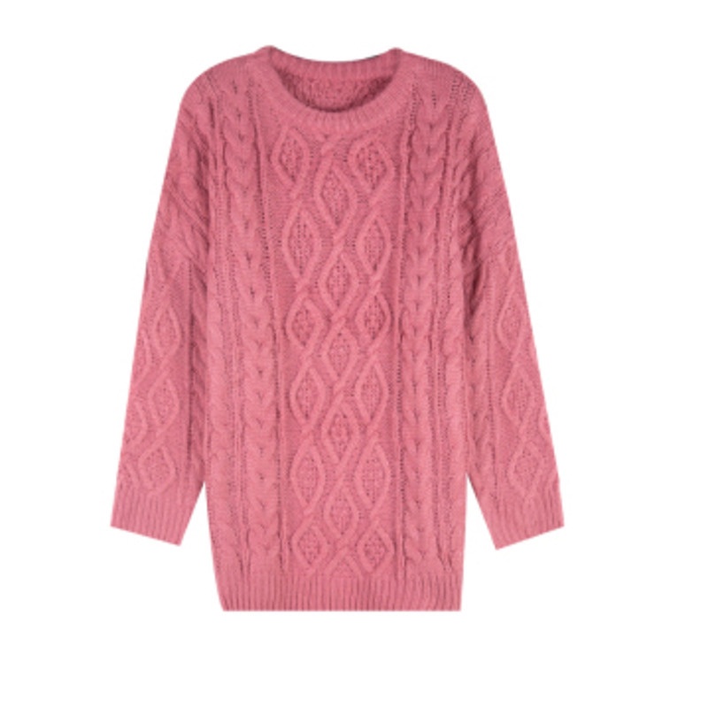 Áo Sweater Dệt Kim Tay Dài Dáng Rộng Cổ Tròn In Họa Tiết Phong Cách Hàn Quốc Thời Trang Mùa Thu Cho Nữ