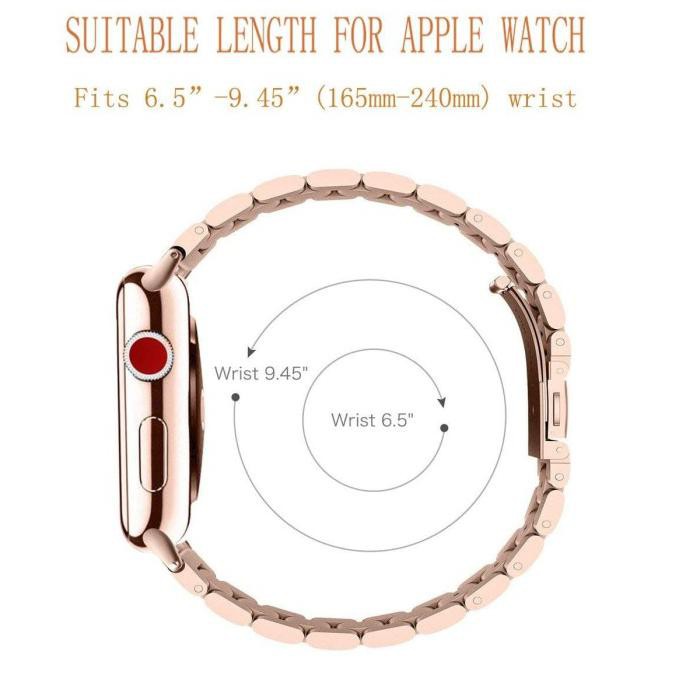 Dây Đeo Thay Thế Bằng Thép Không Gỉ Màu Vàng Hồng 44mm Cho Đồng Hồ Thông Minh Apple Watch Series 1 / 2 / 3 / 4