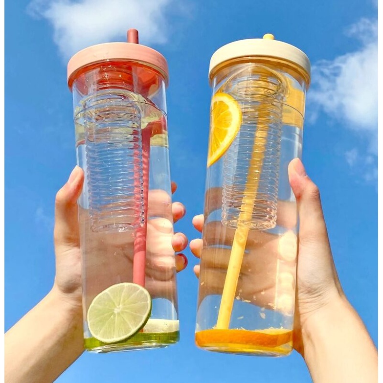 Cốc Uống Nước 700ml 4 Màu Tùy Chọn Kèm Ống Hút Tiện Dụng Mang Theo Du Lịch / Dã Ngoại