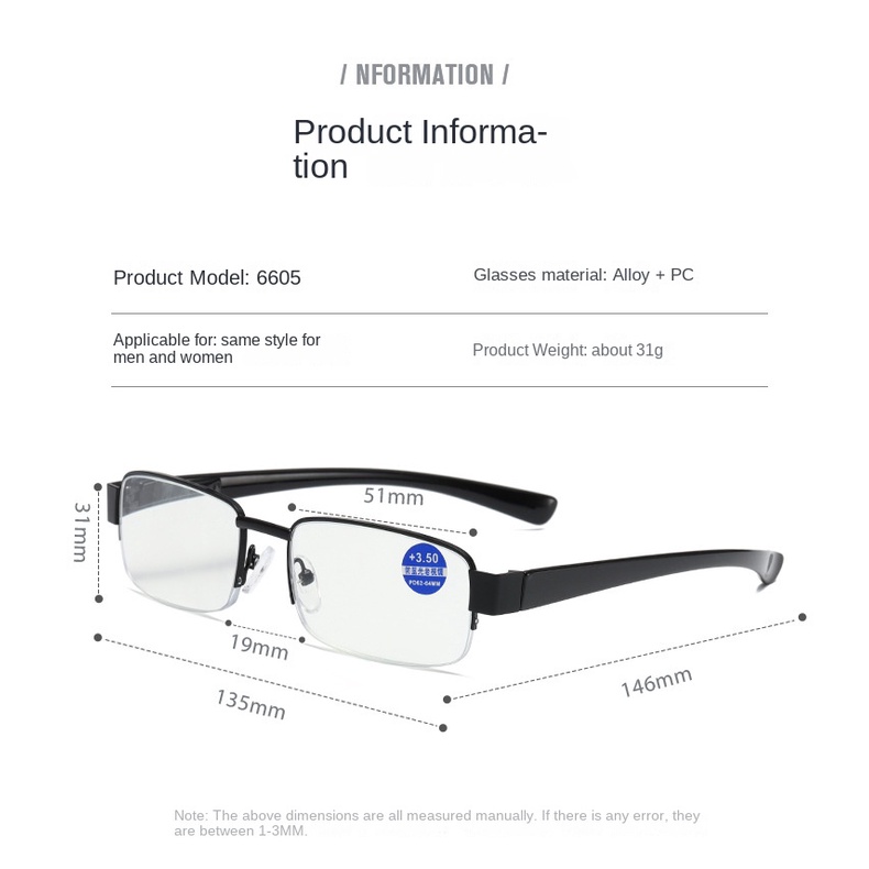 [+100°~+400°Kính Đọc Sách Chống Mệt Mỏi Thoải Mái Thời Trang Cho Nam Và Nữ