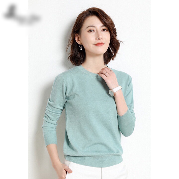 Áo len dài tay, áo len nữ cổ tròn bo gấu nhiều màu nhiều size hàng Quảng Châu