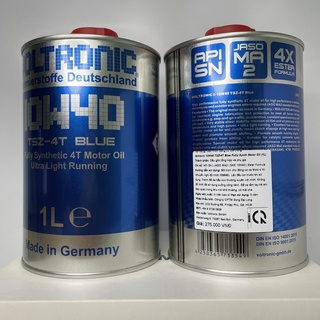 Nhớt Voltronic TSZ Blue 10w40 (Nhớt xe số, Tổng hợp hoàn toàn, Jaso MA2, API SN, Dầu gốc ester)