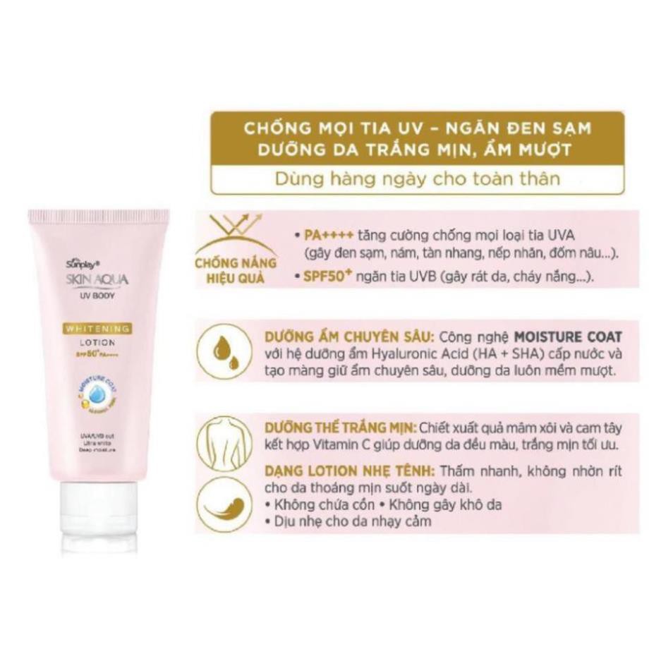 Kem chống nắng dưỡng thể trắng mịn Sunplay Skin Aqua UV Body Whitening Lotion (SPF50+,PA++++) [Mới 2021]