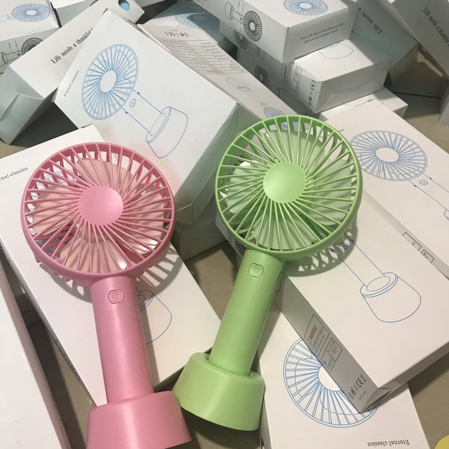 Quạt Tích Điện Mini Cầm Tay 3 Chế Độ Gió Có Dây Sạc, Dây Đeo, Chân Để Bàn | BigBuy360 - bigbuy360.vn
