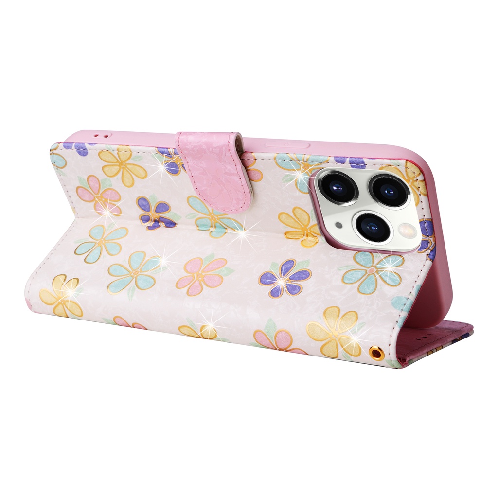 Ốp lưng cho iPhone 15 11 12 Pro Max XS Max Bàn chải chống trộm dập nóng Flip Stand Leather Wallet Case