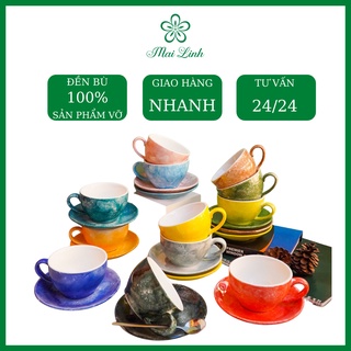 Ly cafe - Cốc Cafe Bát Tràng -  Bộ ly tách cafe cao cấp - Cappuccino 220ml - Gomsumailinh
