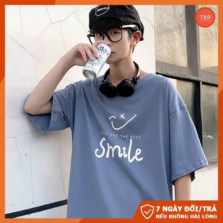 Áo thun tay lỡ nam unisex form rộng chất đẹp mát co dãn 4 chiều in Smile cá tính NTL135 | BigBuy360 - bigbuy360.vn