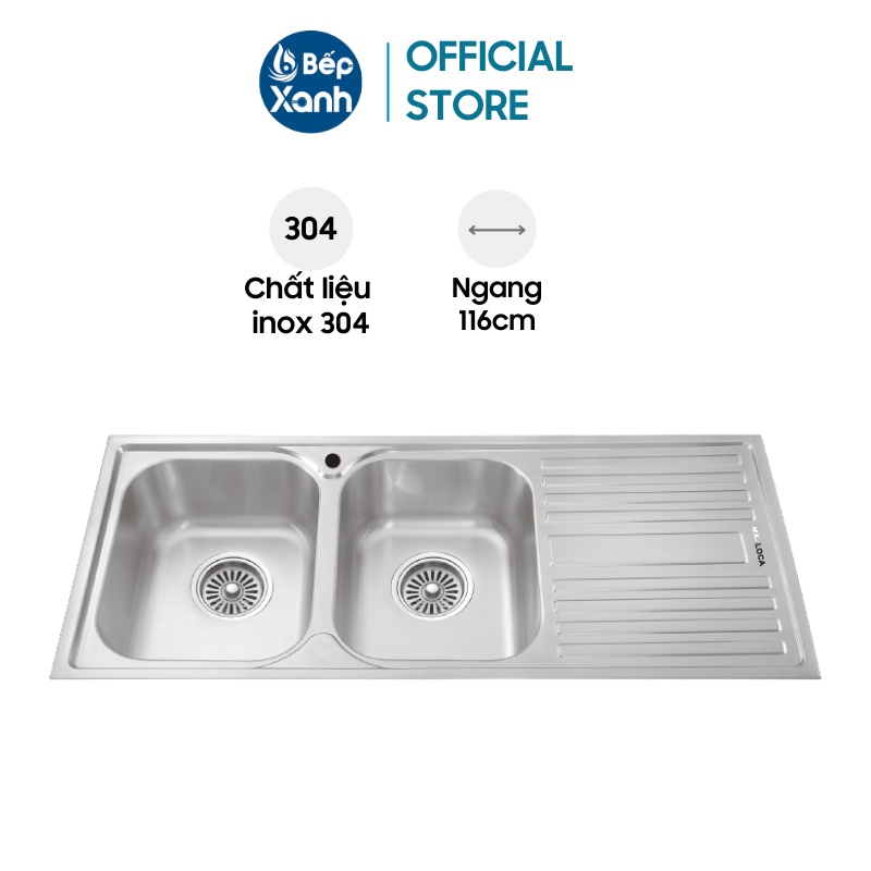 Chậu Rửa Chén Malloca MS 1025R NEW - Inox 304 - Ngang 116cm