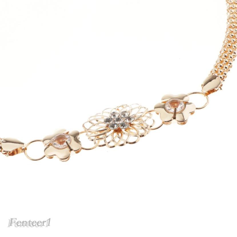 Dây nịt kim loại hình hoa đính đá có thể điều chỉnh kích cỡ