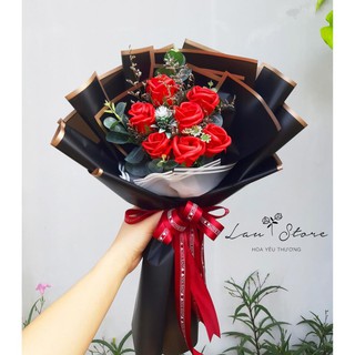 Bó hoa hồng sáp 7 bông hồng đỏ sang chảnh tặng bạn bè