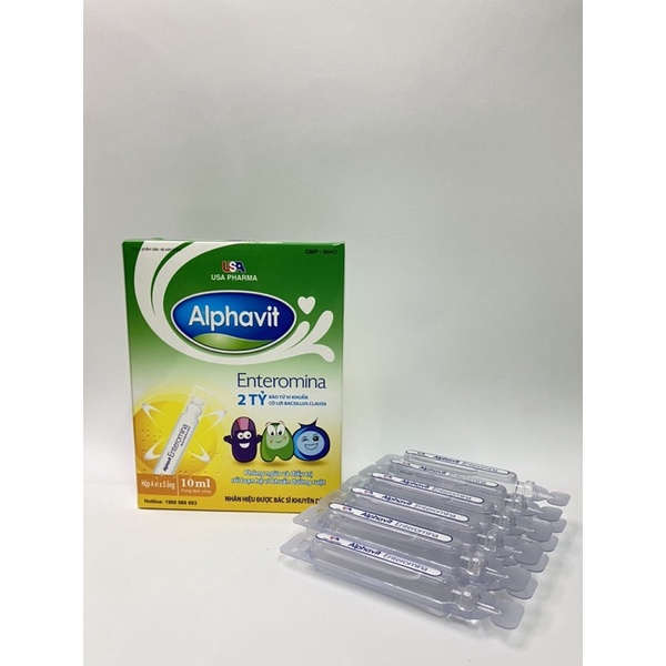 Alphavit men Enteromina giúp bé hấp thu và tiêu hóa tốt bé ăn ngon chống táo bón tiêu chảy hộp 20 ống