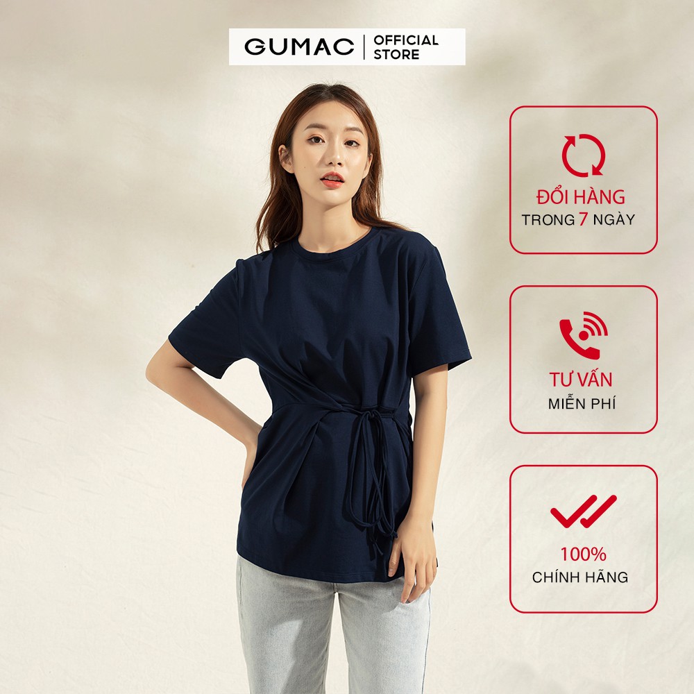 [Mã WABRGU100 giảm 15% đơn 249K tối đa 100k] Áo thun nữ phom rộng cột dây GUMAC đủ màu, freesize, thiết kế basic ATA1144