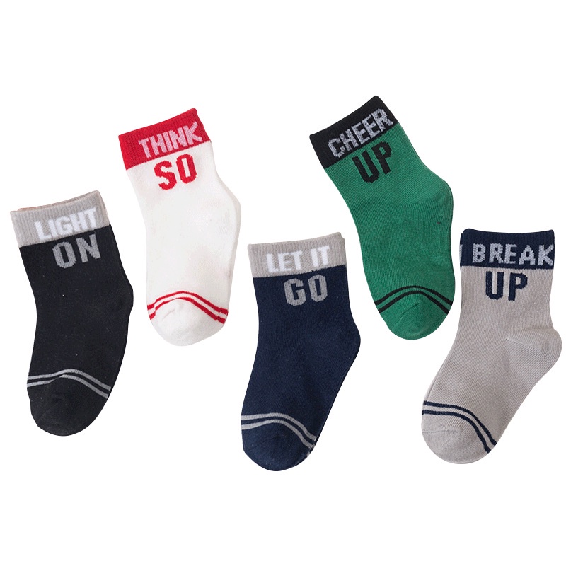 Vớ Cotton Thể Thao In Chữ Thời Trang Xuân Hè Cho Bé