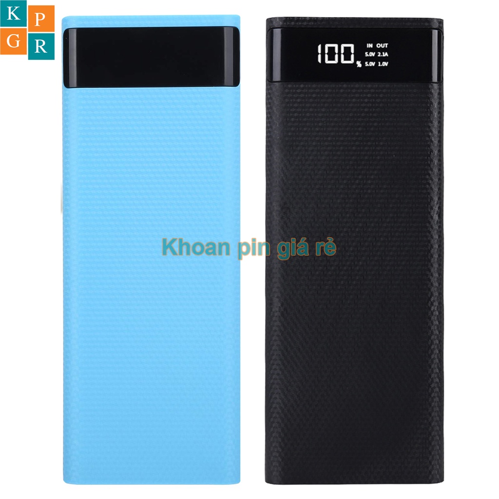 KPGR Box sạc dự phòng 10 cell 18650 có lò xo hiển thị LCD (Không pin)