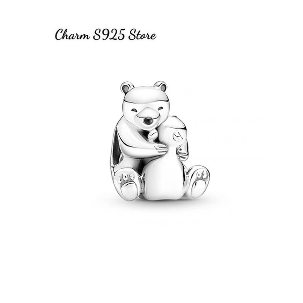 CHARM PAN ALE GẤU BẮC CỰC ÔM CON BẠC S925 HÀNG CAO CẤP