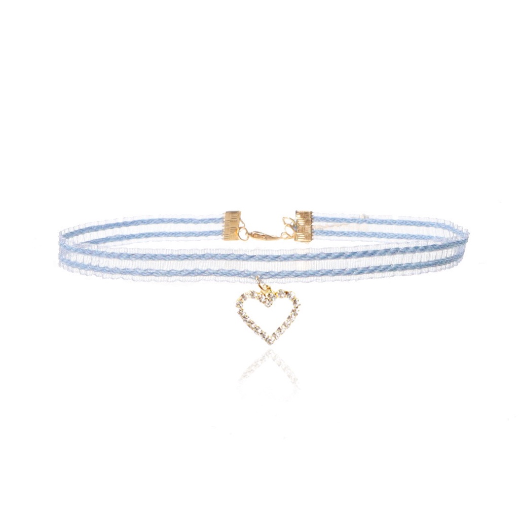Vòng Cổ choker Mặt Trái Tim Đính Ngọc Trai Thời Trang