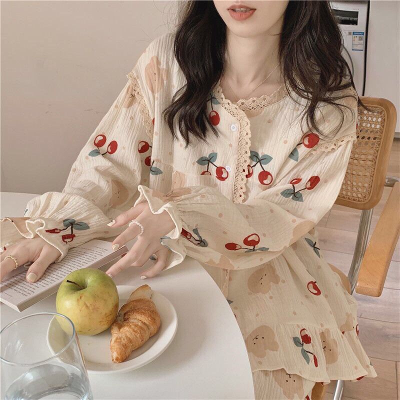 Bộ đồ ngủ Pijama dài tay thu mẫu mới hot nhất(Đồ ngủ pijama dễ thương)