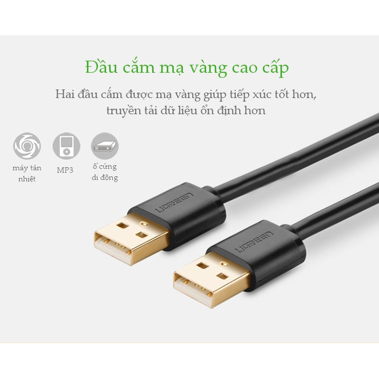 Cáp USB 2.0 2 đầu đực 3m Ugreen 30136 - Hàng chính hãng bảo hành 18 tháng