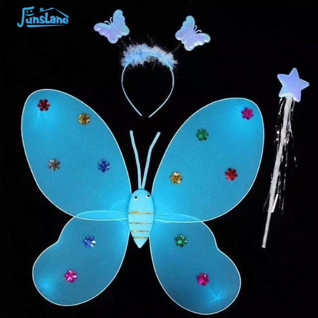 Set 3 món đồ chơi FUNSLANE gồm cánh bướm băng đô và đũa phép phong cách thiên thần cổ tích xinh xắn dành cho bé