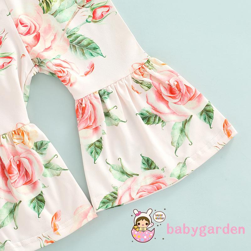 Set Đồ 2 Món Gồm Áo Không Tay Màu Trơn Dệt Kim In Họa Tiết Hoa + Quần Cho Bé Gái Từ 6 Tháng Tuổi